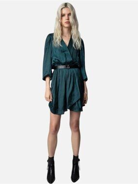 NWT Zadig & Voltaire Peacock Mini Long Sleeve Dress